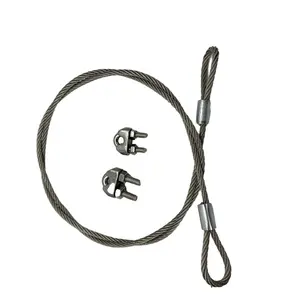 1/8不锈钢钢丝绳重型不锈钢电缆天花板配件电线，带金属水龙头，用于悬挂