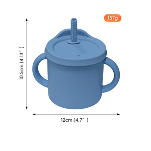 Gobelet d'apprentissage pour enfants en acier inoxydable 304 avec couvercle en silicone anti-fuite sans BPA, gobelets à bec pour bébés avec paille - Product Image 2