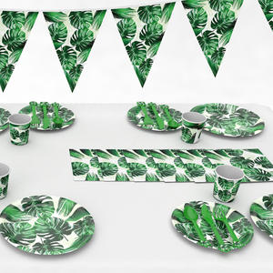 Nouvelle décoration de fête d'<span class=keywords><strong>anniversaire</strong></span> pour enfants thème feuille de tortue hawaïenne vaisselle jetable assiette en papier - Product Image 1