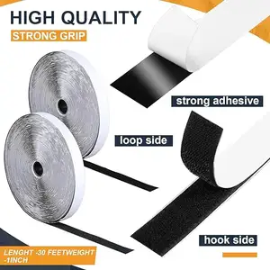 Pita pembungkus kabel nilon lembut tugas berat dapat digunakan kembali kait dan loop kabel pembungkus pita 20mm Strip kait dan pita gulung 100mm