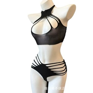 Conjunto de lencería sexy de dos piezas para mujer, perfecto para la noche; uniforme erótico de tres piezas, puro y seductor; bikini cruzado - Product Image 1