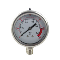 Factory Price Stainless Steel Liquid Water Filled High Pressure Oil Gauge 10Bar