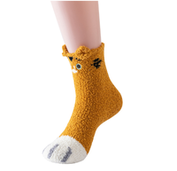 Chaussettes pelucheuses mignonnes en vrac chaussettes floues pour les femmes, chaud doux moelleux hiver confortable mignon animaux cadeaux chaussette