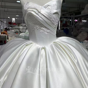 Wx117 Luxury Ivory Bridal Big Ball Gown Sweetheart Soft Satin <b>Wedding</b> Dresses Long Cathedral Train For Women Jancember - Product Image 6