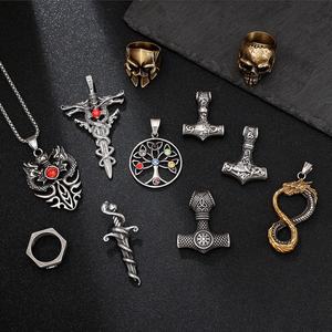 Colgante Retro Majestic Vikingo con Dragón de Ocho Caracteres, Accesorios de Acero Inoxidable Europeos y Americanos, Venta al por Mayor, para Hombre y Mujer - Product Image 5