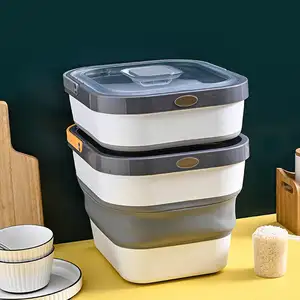 Folding Rice Storage Box Large Pet Food Storage Container With Measuring Cup Sealable Folding Dry Food Container BISphenol