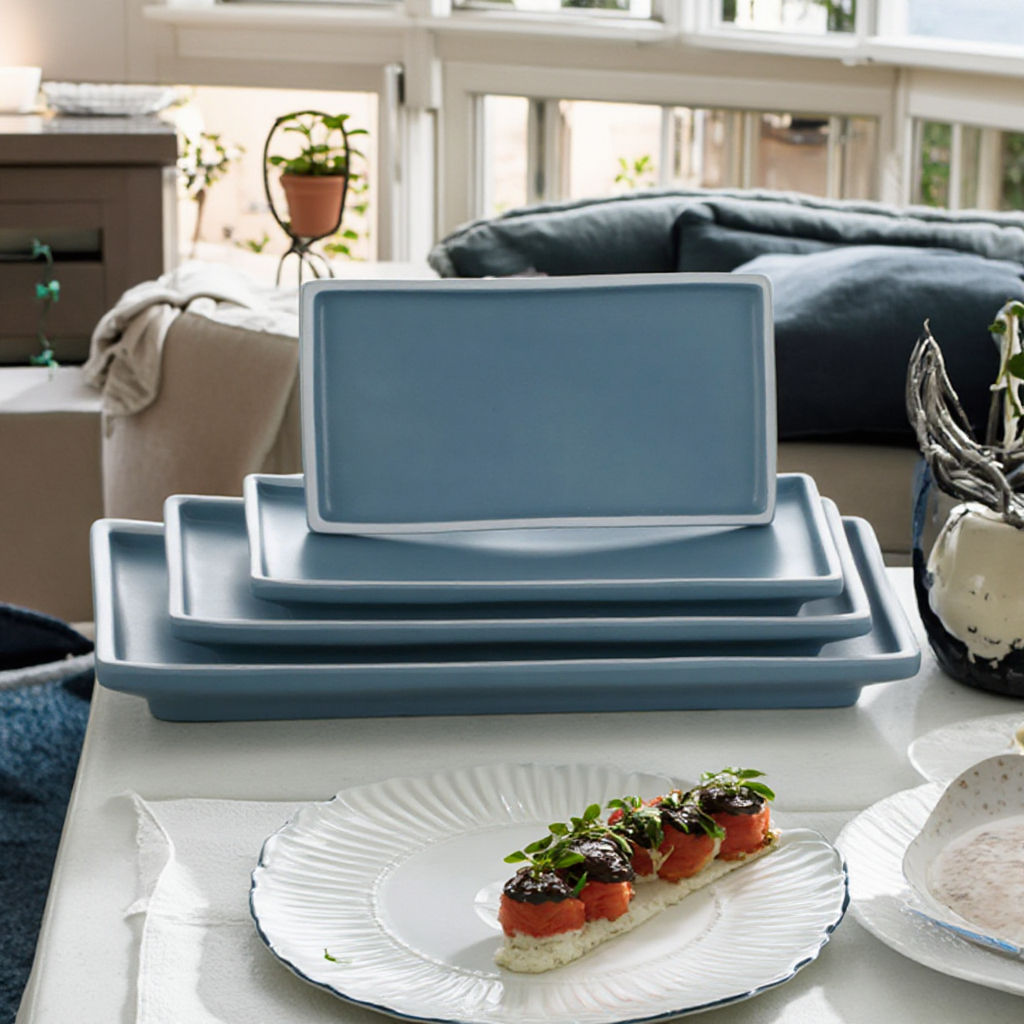 Juego de platos rectangulares de melamina para restaurante