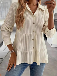 Nueva Camisa Casual de Primavera y Verano para Mujer, de Color Sólido, Moderna, Elegante y Versátil, de Manga Larga - Product Image 1