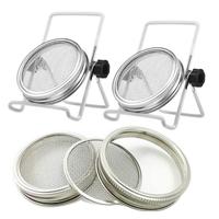 Kit de germination en verre borosilicate avec couvercle en maille d'acier inoxydable et support en acier thermolaqué, capacité 0,5-1L pour la maison