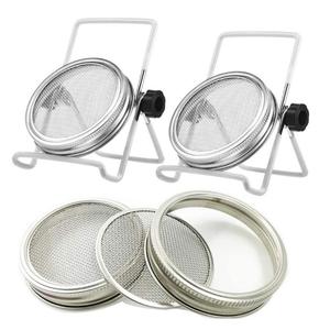 Kit de germination pour bocaux Mason avec couvercle en maille d'acier inoxydable et support, germeur en verre à large ouverture de 32 oz pour usage domestique et commercial - Product Image 3