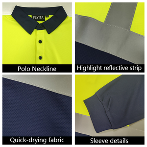 Quick Dry Custom Logo Verkeer Weg Industriële Mijnbouw Bouw Hi Vis Werkkleding Lange Mouw Reflecterende Werk Polo Shirts - Product Image 3