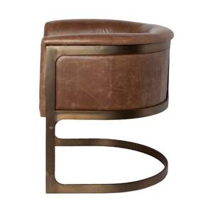 Silla de comedor de un solo asiento de estilo industrial Marco de hierro marrón con cuero para el hogar Oficina Hotel o apartamento Taller Centro comercial - Product Image 1