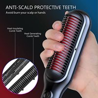 Peigne à cheveux ionique de haute qualité, lisseur de couleur noir mat, 1 pièce