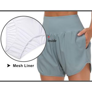 Pantalones cortos deportivos de cintura alta para mujer FOXA con forro y bolsillos con cremallera - Product Image 4