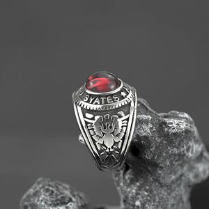European American Retro Stainless Steel <b>Ring</b> <b>For</b> <b>Men</b> Hip Hop Style Double Gun <b>Ruby</b> Personalized Jewelry Gift - Product Image 4
