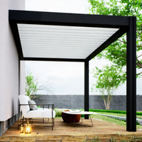 Gazebo autoportant en aluminium pour extérieur avec structure en aluminium mat foncé et toit à lames motorisées pour jardin et cour