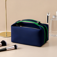 Sac de voyage cosmétique pliable en toile avec fermeture éclair dorée et poignée souple, personnalisable avec logo, pour femme, organiseur multifonctionnel, étui carré