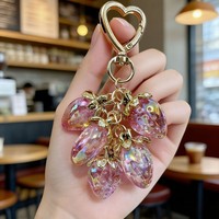 Kawaii Aurora Aardbei Cluster Sleutelhanger Hart Karabijnhaak Goud Metaal Fruit Tas Hanger Mode Dames Portemonnee Decoratie Cadeau