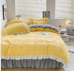 Set di Lenzuola in Velluto Moderno, Copripiumino in Pelliccia di Coniglio, Trapunta con Motivo Gratuito per Uso Domestico, con Borsa - Product Image 2