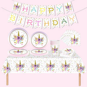 Animal Pink <strong>Unicorn</strong> Disposable Tableware Set Baby Girl Birthday <strong>Party</strong> Banner Pink Elephant Paper Cup Plate <strong>Supplies</strong> - Product Image 6