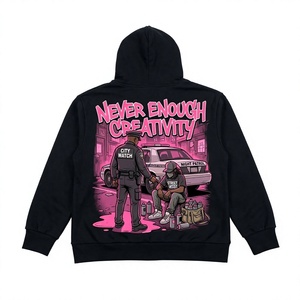 Sudadera con capucha y cremallera para hombre, de algodón 100% negro, de alto gramaje, estilo oversize, de fabricante personalizado, para invierno, ecológica, de forro polar, estilo urbano. - Product Image 1