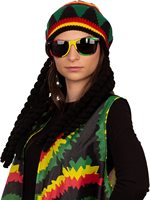 Homme Femme COS Perruque Tresse Chapeau Tricoté Octogonal Jamaïcain Fil Tricoté Halloween Rasta Chapeaux Dreadlocks Casquettes