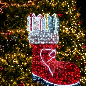 Large Glowing Christmas Boot LED Yard Decoration Giant Santa Boot for Festival - Product Image 1
