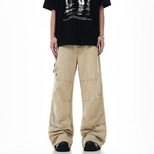 Pantaloni Cargo Stile Americano 11Kn, Colore Kaki, Unisex, Vita Regolabile, Vestibilità Vintage Ampia, Effetto Snellente, Casual Lunghi - Product Image 2