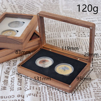 Double boîte à monnaie en bois de noyer Vintage rangement sûr porte-médaille en acrylique Transparent pour collection de pièces anciennes gravées