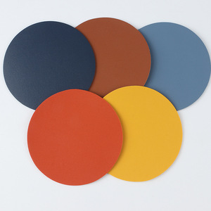 Custom Printed Stylish Round PU Leather Coaster for Drinks Business Cup Mats with European Style Promotional Gift Mats Pad