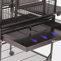 Vente chaude Grande cage à oiseaux double pour perroquets noire, style vintage, en bois et métal, durable, maison pour oiseaux respirante, avec fil