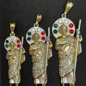 Grosir liontin tembaga pria 14k berlapis emas agama klasik zirkon St. Jude liontin Meksiko penjualan laris Believer - Product Image 1