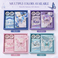 Kit de journalisation esthétique Papillon avec carnet de scrapbooking, ruban washi, autocollants, notes adhésives et papier décoratif, boîte cadeau