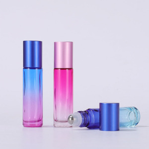 Rotolo di vetro di colore sfumato arcobaleno ombre da 10ml su bottiglia bottiglia di olio essenziale con rullo in acciaio - Product Image 3