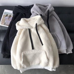 Sudadera con Capucha de Lana de Cordero para <span class=keywords><strong>Mujer</strong></span>, Versión Coreana de Otoño e Invierno, Sudadera Holgada y Gruesa de Felpa, Sudadera con Capucha de Lana de Cordero - Product Image 3