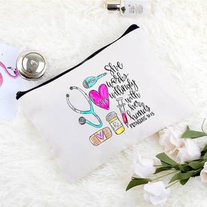 Personalized Eco Friendly Custom Cotton Makeup Cosmetic Zipper Pouch Reusable <b>Plain</b> Cotton <b>Canvas</b> Bag With Logo - Product Image 4