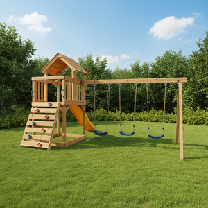 Speeltoestellen Voor Kinderen Buiten <span class=keywords><strong>Set</strong></span> Met Houten Schommel En Glijbaan Voor Kinderen - Product Image 1
