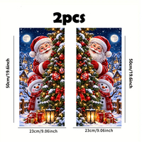 Autocollant de Noël Père Noël et Bonhomme de Neige pour montant B de voiture, décoration de colonne centrale de fenêtre de voiture pour les fêtes d'hiver, en PVC imperméable