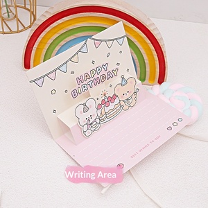 <span class=keywords><strong>Carte</strong></span> de vœux écologique 3D pop-up avec illustration peinte à la main en anglais, inscription « Joyeux anniversaire » mignonne, de <span class=keywords><strong>AliExpress</strong></span> Blessing SHJY - Product Image 4