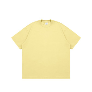 Transpirable 305GSM Heavyweight 100% algodón Camisetas para hombres Logotipo personalizado Acanalado Cuello redondo Camisetas básicas en blanco - Product Image 4