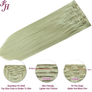 ผมต่อแบบคลิปหนีบ FH 100 กรัม ผมแท้ยุโรป Remy แบบตรง  ชนิด Double Drawn - Product Image 2