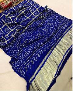 Sari en soie Gajji indienne festive, pur, bandhani, sari traditionnel artisanal en soie Gajji pure, ghatchola - Product Image 5