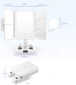 2024 New Arrival <strong>Triple</strong> Folding Vanity Makeup <strong>Mirror</strong> Led Smart Makeup <strong>Mirror</strong> with Cosmetic logo MF33 - Product Image 4