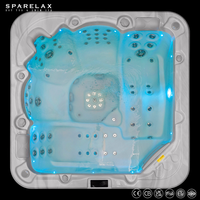 Jacuzzi de Exterior para 5 Personas en Oferta, Bañera de Hidromasaje con Chorro de Aire y Dos Reposabrazos para Jardín