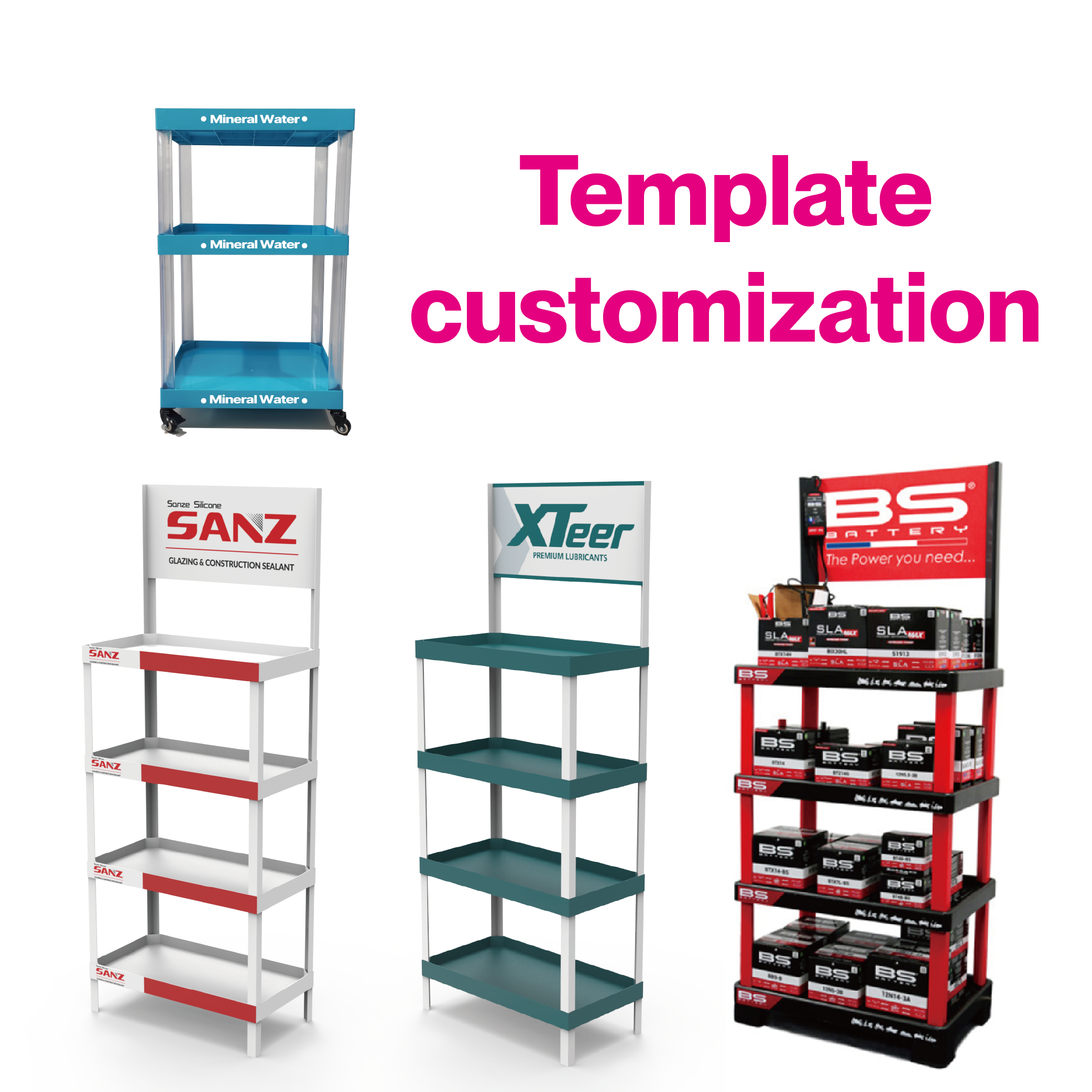 Apache Custom Plastic Injection Shelves PVC Floor Display Stand for Supermarkets, Grocery Stores and Retail Beverage Promotions — view 5