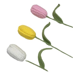 Bouquet fatto a mano <span class=keywords><strong>di</strong></span> <span class=keywords><strong>fiori</strong></span> <span class=keywords><strong>di</strong></span> filo per tessere uncinetto prodotto finito tulipano bocciolo chiuso - Product Image 6