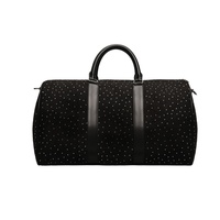 Sac de voyage en daim avec logo personnalisé en strass, sac de week-end avec applique de lettres en cristal, pour hommes et femmes