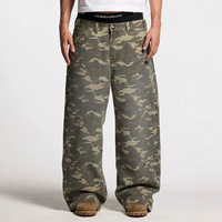 Jean baggy camouflage oversize pour homme avec rivets latéraux, coupe large et décontractée, style vintage Y2K, streetwear hip-hop en denim