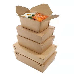 Fiambrera para llevar con logotipo personalizado, contenedor de comida rápida plegable desechable, caja de embalaje de papel Kraft marrón para ensalada de <span class=keywords><strong>sushi</strong></span> y pollo - Product Image 5