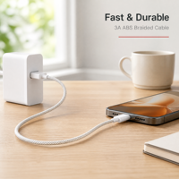 Câble USB A vers C à charge rapide 3A, tressé en alliage d'aluminium, compatible avec ordinateur portable, moniteur, téléphone portable